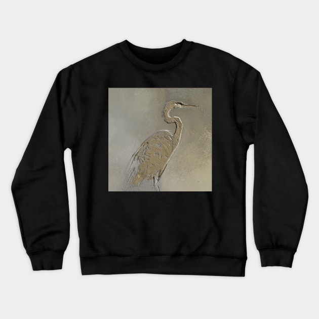 Metalic Blue Heron Crewneck Sweatshirt by PeggyNovak